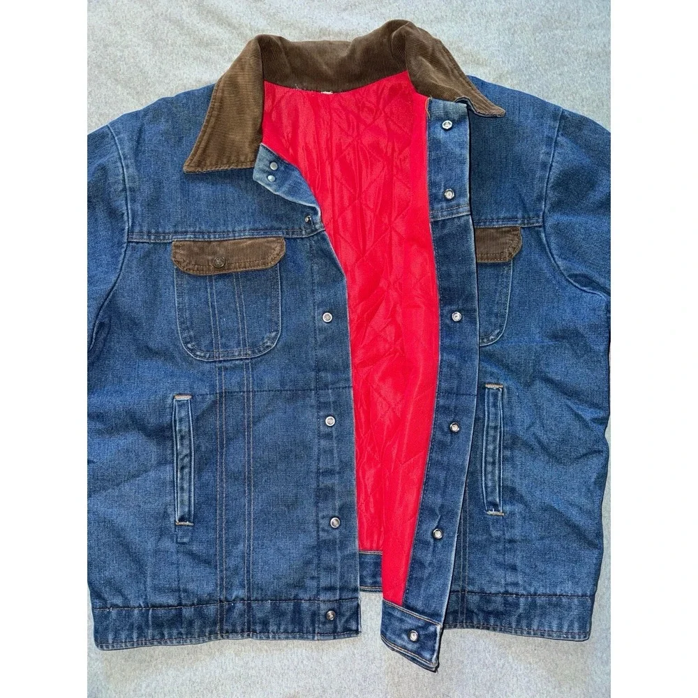 VTG Key Imperial Quilt Lined Denim Chore Trucker Jacket‎ Button Size Large